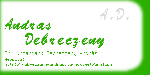 andras debreczeny business card