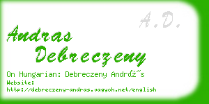 andras debreczeny business card